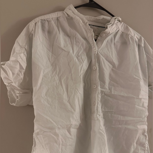 JCrew Relaxed Fit White Half-Button Tee - Picture 3 of 3